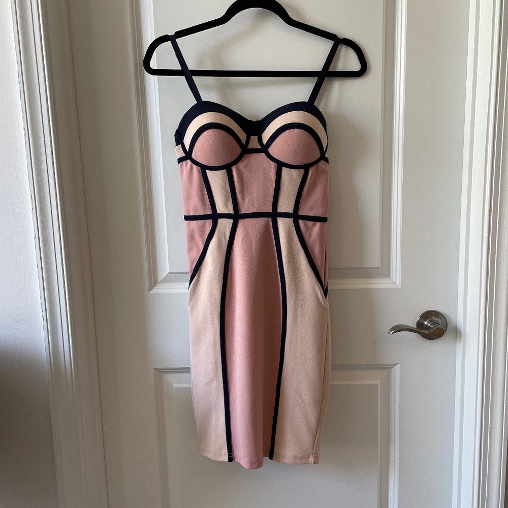 Entry Pink Color-block Pencil Dress